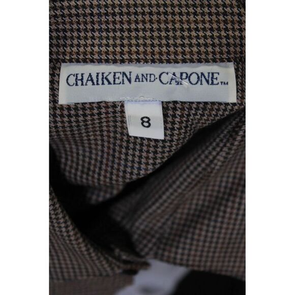 Chaiken and Capone Womens Vintage Glen Check Button Up Jacket Brown Size 8 - Picture 4 of 6